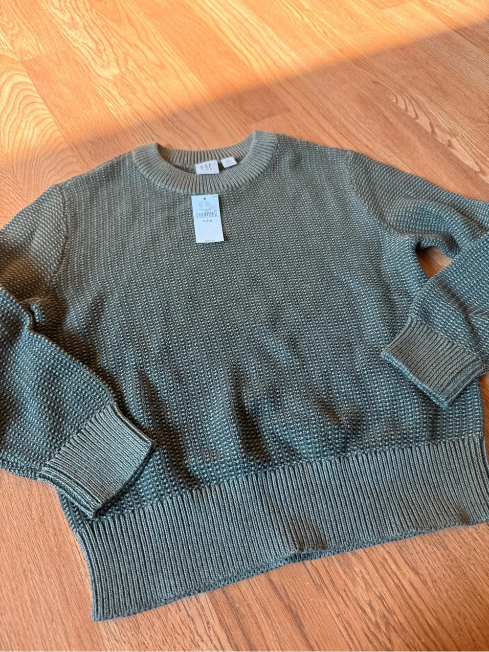 Gap Kids Textured Crewneck Sweater Cotton Olive Green
